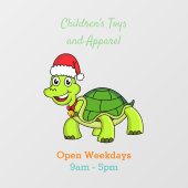 Cute happy tortoise in Santa hat Raamsticker (Vel)
