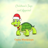 Cute happy tortoise in Santa hat Raamsticker (Vel 3)