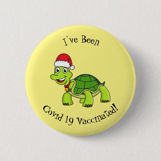 Cute happy tortoise in Santa hat Ronde Button 5,7 Cm (Voorkant)