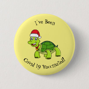 Cute happy tortoise in Santa hat Ronde Button 5,7 Cm