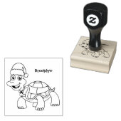 Cute happy tortoise in Santa hat Rubberstempel (Gestempeld)