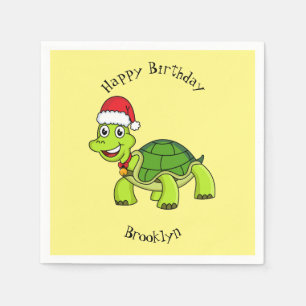 Cute happy tortoise in Santa hat Servet