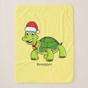 Cute happy tortoise in Santa hat Sherpa Deken