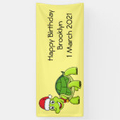 Cute happy tortoise in Santa hat Spandoek (Verticaal)