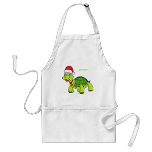 Cute happy tortoise in Santa hat Standaard Schort