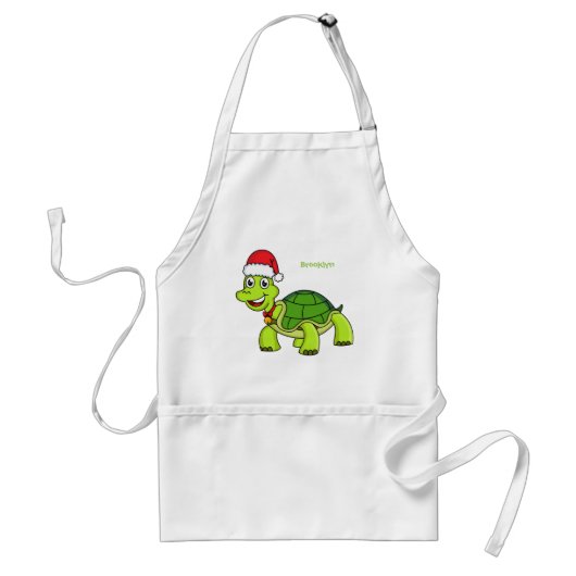 Cute happy tortoise in Santa hat Standaard Schort (Voorkant)