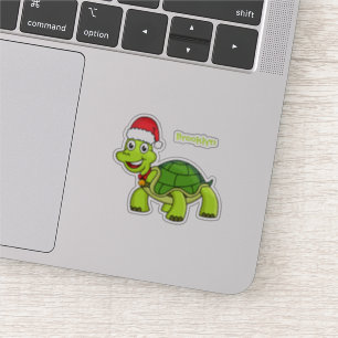 Cute happy tortoise in Santa hat Sticker