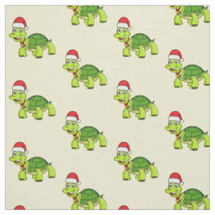 Cute happy tortoise in Santa hat Stof
