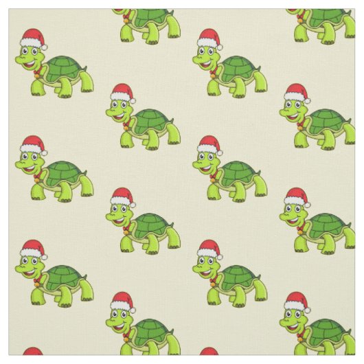 Cute happy tortoise in Santa hat Stof (Swatch)