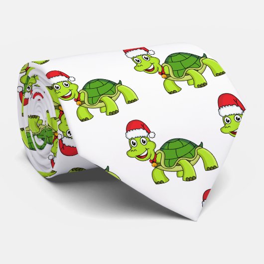 Cute happy tortoise in Santa hat Stropdas (Opgerold)