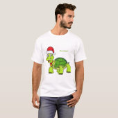 Cute happy tortoise in Santa hat T-shirt (Voorkant volledig)