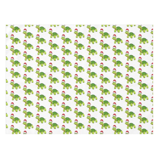 Cute happy tortoise in Santa hat Tafelkleed (Voorkant (Horizontaal))