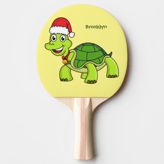 Cute happy tortoise in Santa hat Tafeltennisbatje (Voorkant)