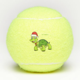 Cute happy tortoise in Santa hat Tennisballen