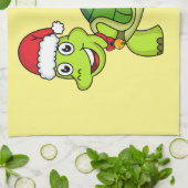 Cute happy tortoise in Santa hat Theedoek (Gevouwen)