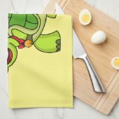 Cute happy tortoise in Santa hat Theedoek (Quarter Fold)