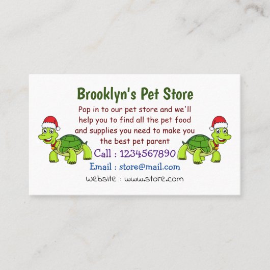 Cute happy tortoise in Santa hat Visitekaartje (Voorkant)