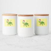 Cute happy tortoise in Santa hat Voedselcontainer Etiket (Flessen)