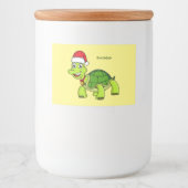Cute happy tortoise in Santa hat Voedselcontainer Etiket (Voorkant)