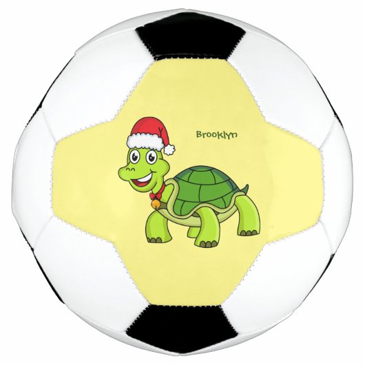 Cute happy tortoise in Santa hat Voetbal (Voorkant)