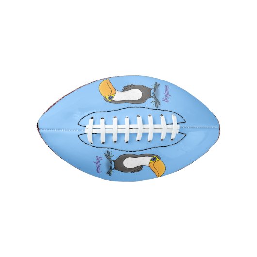 Cute happy toucan cartoon illustratie american football (Voorkant)