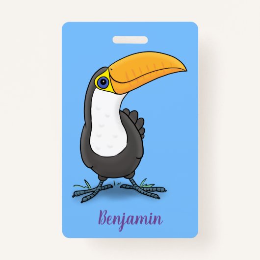 Cute happy toucan cartoon illustratie badge (Voorkant)
