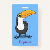 Cute happy toucan cartoon illustratie badge (Achterkant)