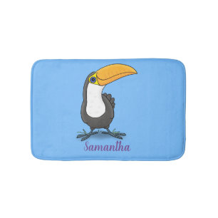 Cute happy toucan cartoon illustratie badmat