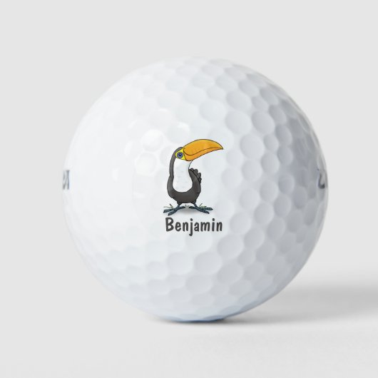 Cute happy toucan cartoon illustratie golfballen (Voorkant)