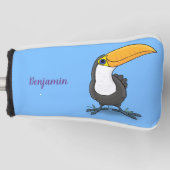 Cute happy toucan cartoon illustratie golfheadcover (Voorkant)
