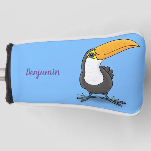 Cute happy toucan cartoon illustratie golfheadcover (Voorkant)