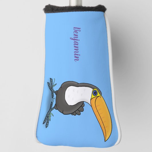 Cute happy toucan cartoon illustratie golfheadcover (Draai 90)