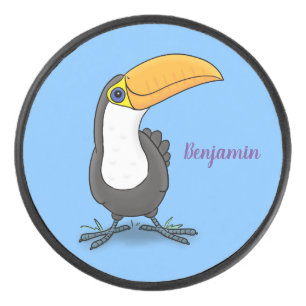Cute happy toucan cartoon illustratie hockey puck