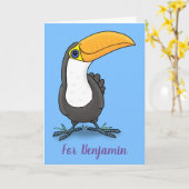 Cute happy toucan cartoon illustratie kaart (Gele Bloem)