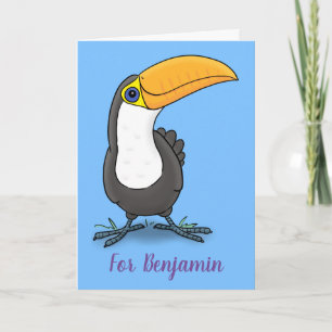 Cute happy toucan cartoon illustratie kaart
