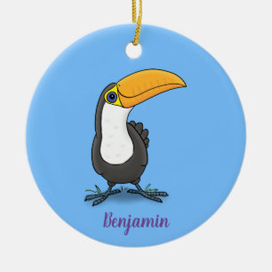 Cute happy toucan cartoon illustratie keramisch ornament