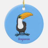 Cute happy toucan cartoon illustratie keramisch ornament (Achterkant)