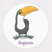 Cute happy toucan cartoon illustratie labels (Design 1)