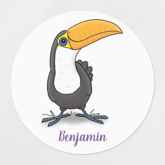 Cute happy toucan cartoon illustratie labels (Design 1)