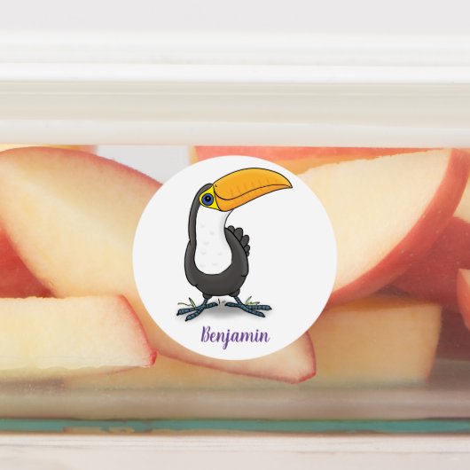 Cute happy toucan cartoon illustratie labels (Aangebracht)