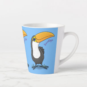 Cute happy toucan cartoon illustratie latte mok