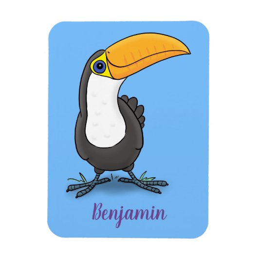 Cute happy toucan cartoon illustratie magneet (Verticaal)