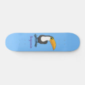 Cute happy toucan cartoon illustratie persoonlijk skateboard (Horizontaal)