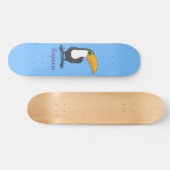 Cute happy toucan cartoon illustratie persoonlijk skateboard (Horizontaal)