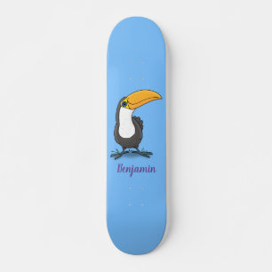 Cute happy toucan cartoon illustratie persoonlijk skateboard