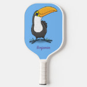 Cute happy toucan cartoon illustratie pickleball paddle (Achterkant)