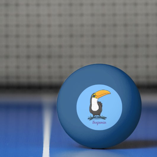Cute happy toucan cartoon illustratie pingpongbal (Net)