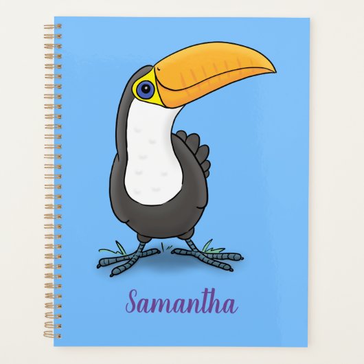 Cute happy toucan cartoon illustratie planner (Voorkant)