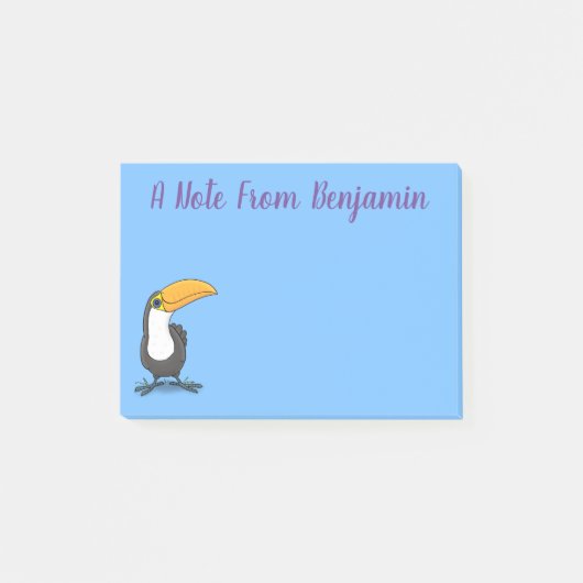 Cute happy toucan cartoon illustratie post-it® notes (Voorkant)