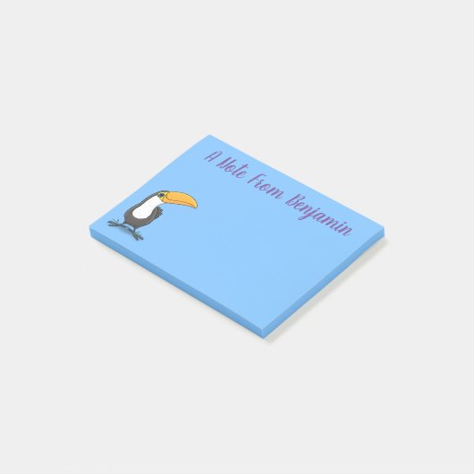 Cute happy toucan cartoon illustratie post-it® notes (Schuin)